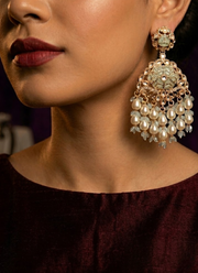 Sky Blue Kundan Chandbali Earrings 3