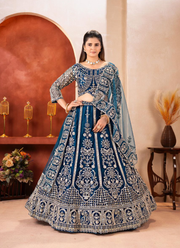 Butterfly Net Cocktail Lehenga Choli with Sequins Embroidery + Dupatta 3