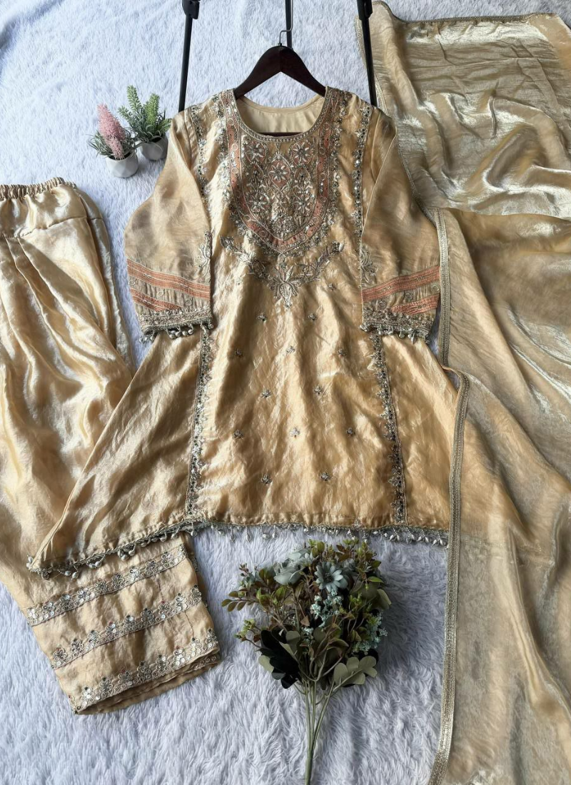 Fendy Gharara Suit with Sequins Embroidery + Dupatta