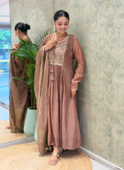 Mul Chanderi Punjabi Suit with Banarasi Dupatta & Bracelet Gift 4
