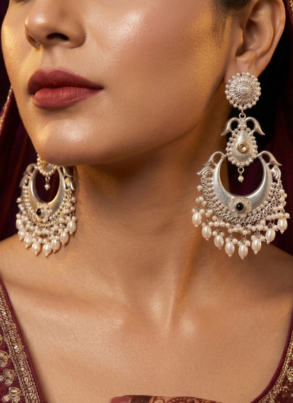 Silver Polished Panchi Fusion Earrings
