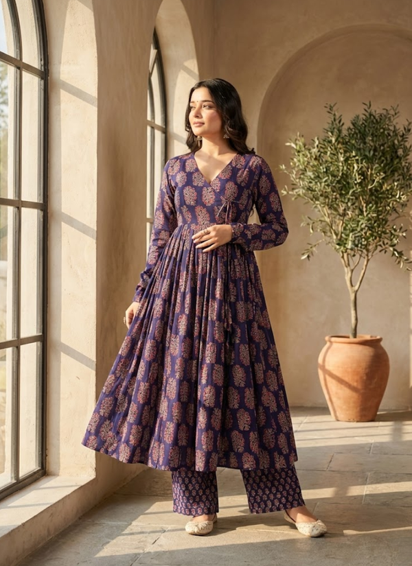 Anarkali Suit in Heavy Rayon with Digital Print Work + Bottom