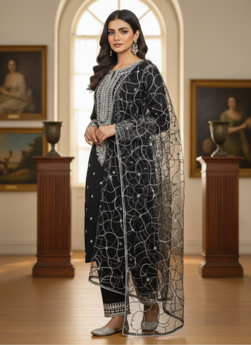 Black Pakistani Salwar Suit – Cotton Pajama