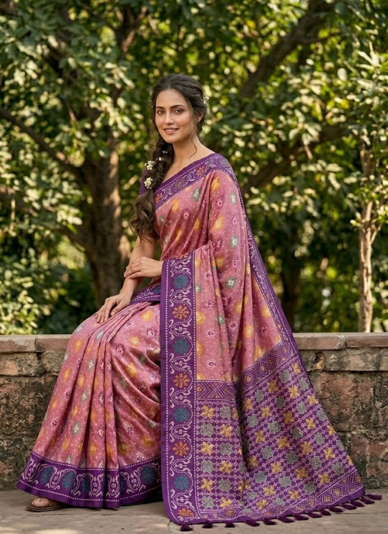 Karishma Patola Silk Saree – Premium Soft Silk with Zari Weaving & Meena Kari Border