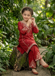Girl’s 2‑Piece Embroidered Cotton Midi Shirt Set 4
