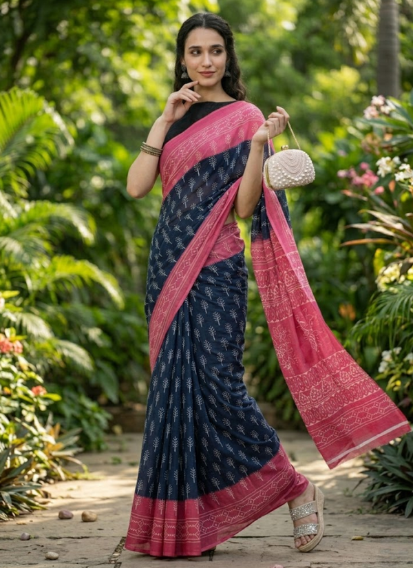 Pure Jaypuri Mulmul Saree with Blouse
