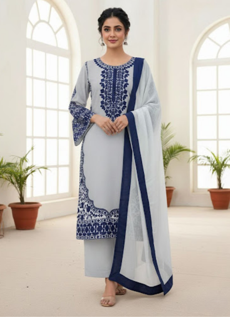 Elegant Fox Georgette Palazzo Set with Dupatta - View 4