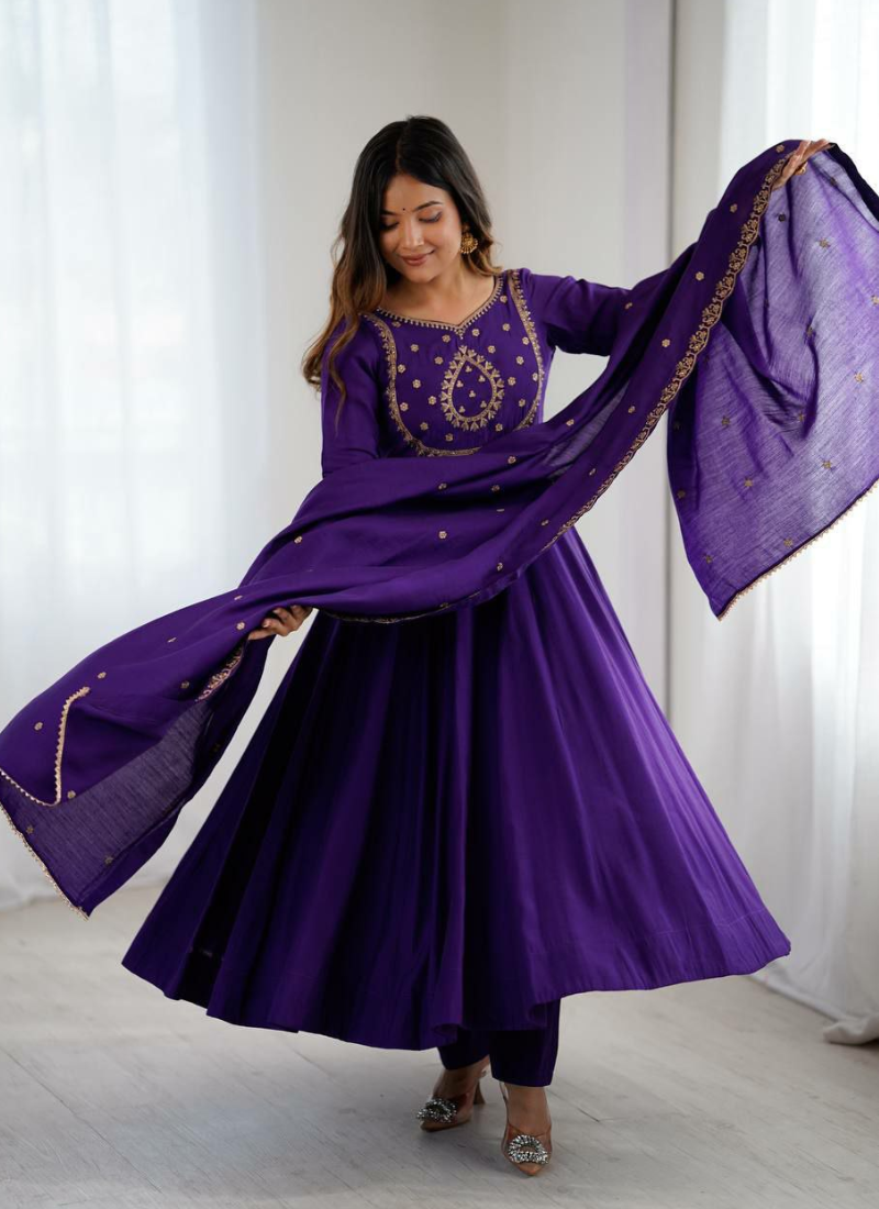 Royal Chanderi Silk Anarkali with Dupatta Australia