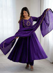 Royal Chanderi Silk Anarkali with Dupatta 7