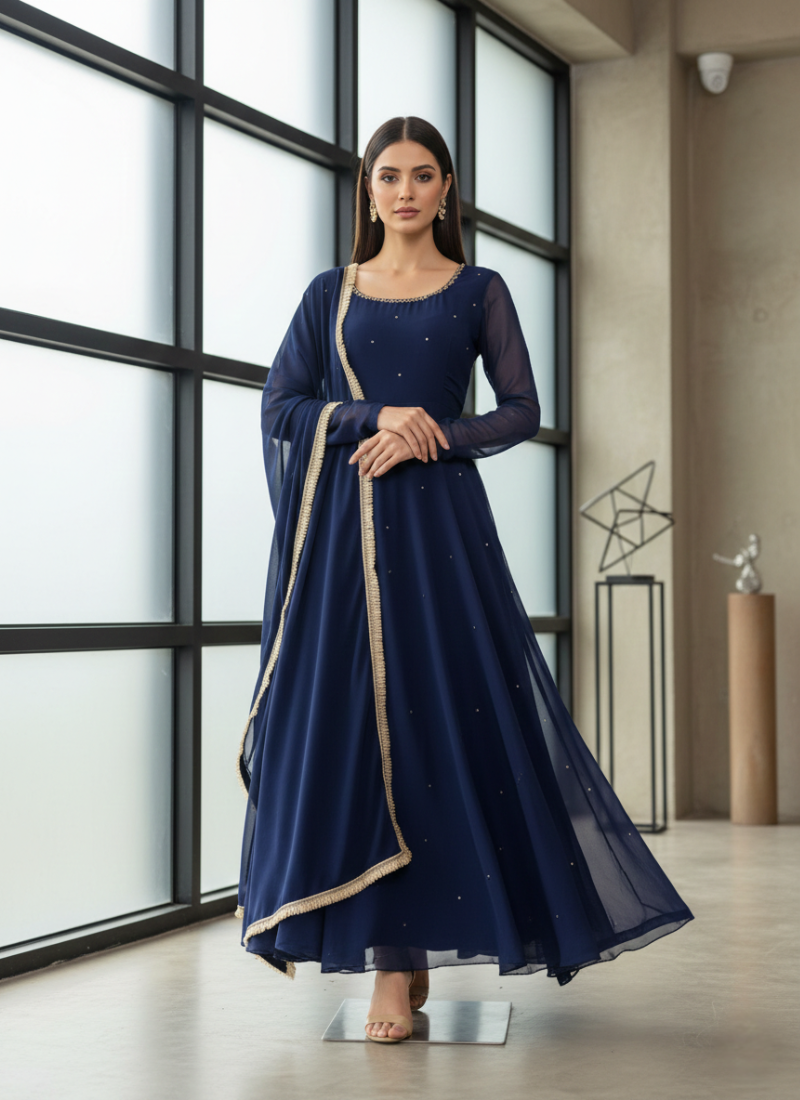 Elegant Handwork Anarkali Set with Dupatta