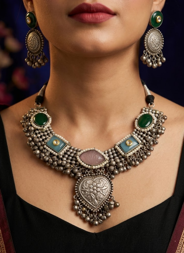 Lavana Silver Necklace Set
