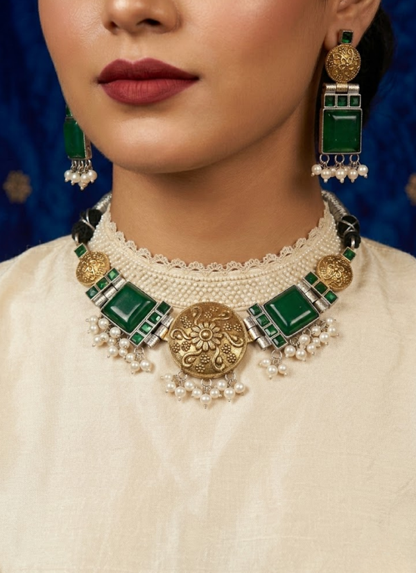 Daksha Dual Tone Necklace Set