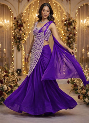 Georgette Saree – Embroidery Sequence Work, Ready to Wear 5