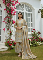 Velvet Embroidered Palazzo Suit with Twill Net Dupatta 4