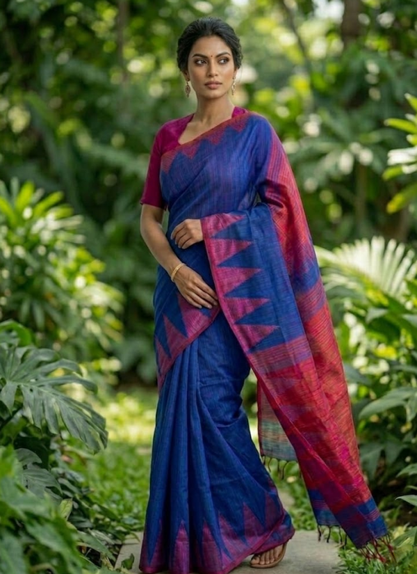 Temple Handloom Cotton Silk Saree with Blouse