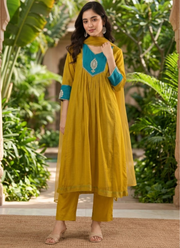 Elegant Mul Chanderi Kurta Pant Dupatta Set 4