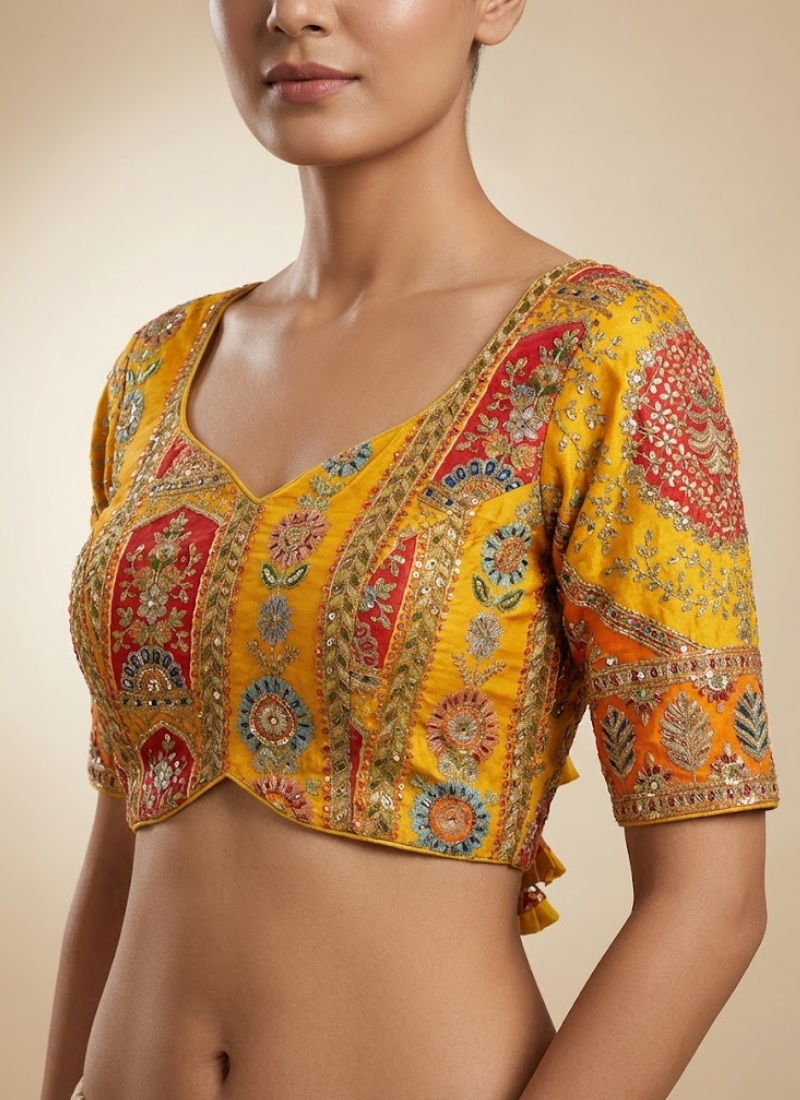 Partywear Women’s Blouse with Premium Padding & Back‑Open Design