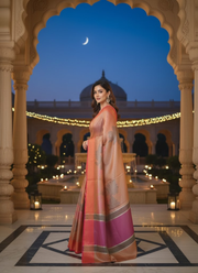 Banarasi Organza Tissue Saree – Rose Gold 4