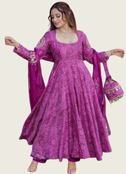 Chinon Silk Anarkali Suit with Elegant Embroidery Detailing 1