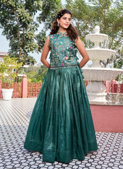 Gold Crush Lehenga Choli with Embroidered Shrug 1