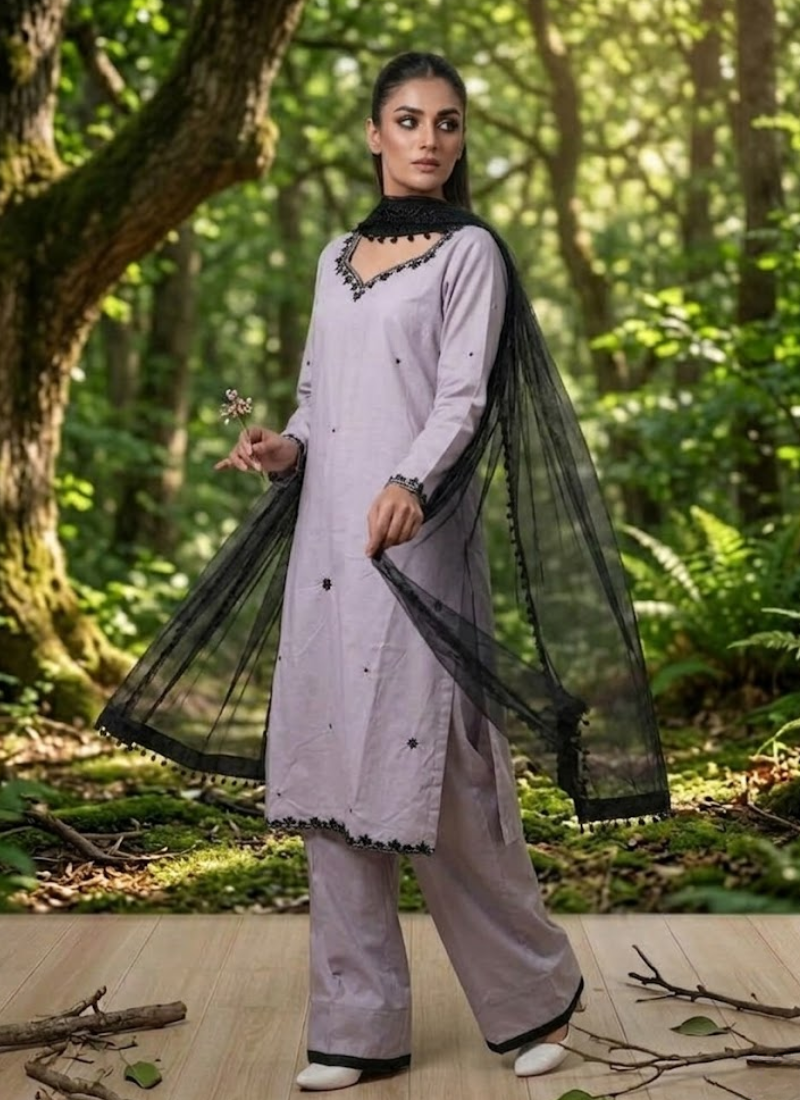 Heavy Crepe Silk Farshi Salwar Suit with Organza Dupatta - View 8