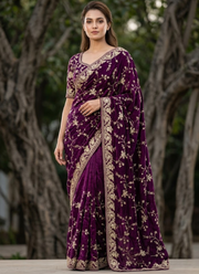 Space Silk Saree – Sequin & Zari Embroidery with Matching Blouse 2