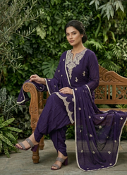 Dark Purple Dhoti Style Salwar Suit 3