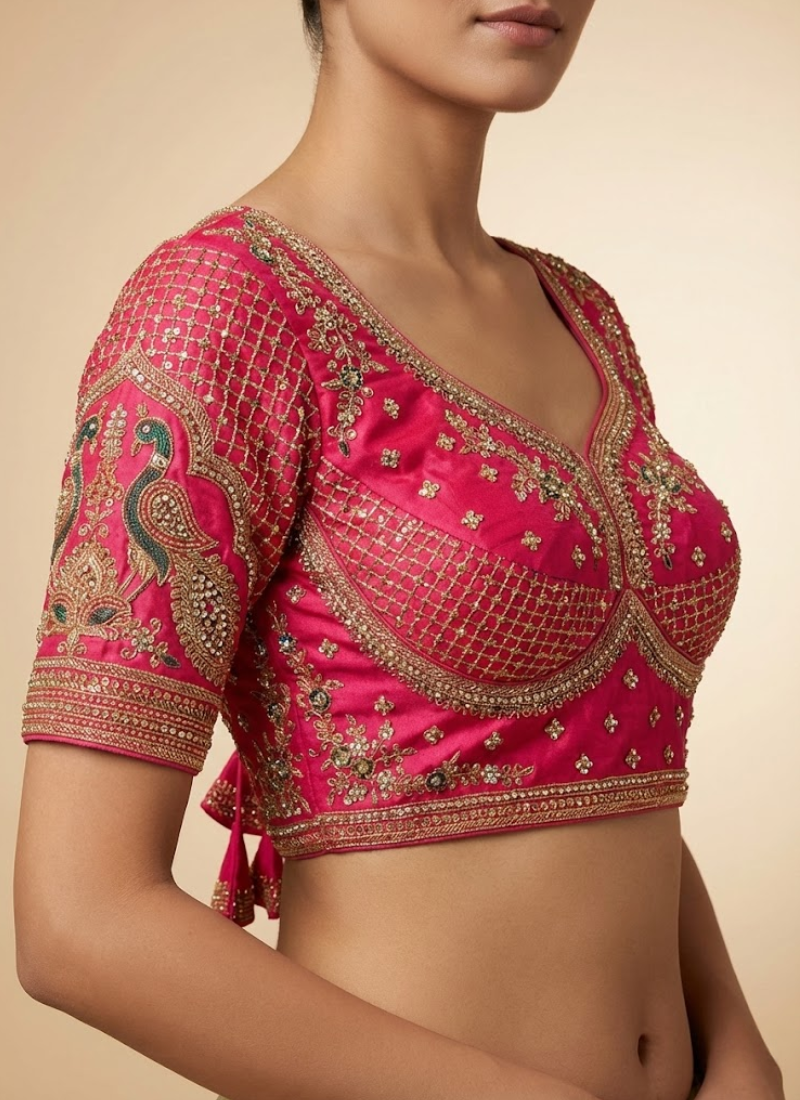 Partywear Women’s Blouse with Premium Padding & Back‑Open Design