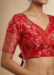 Pure Dola Silk Partywear Blouse with Front Open Style 2