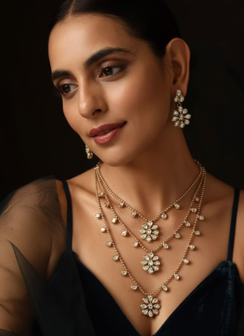 Kundan Necklace Set with Earrings – Elegant