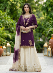 French Crepe Salwar Suit with Organza Dupatta 3