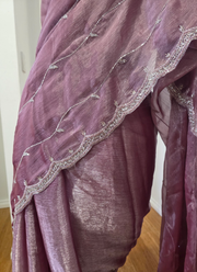 Silk Saree in Jimmy Choo Fabric with Kardana Hand Weaving + Blouse 5