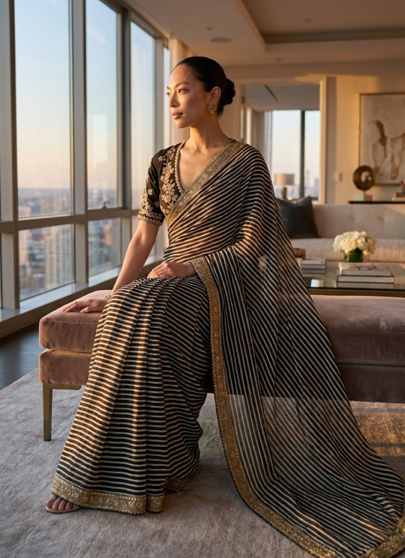 Soft Georgette Leriya Saree with Sequins Embroidery