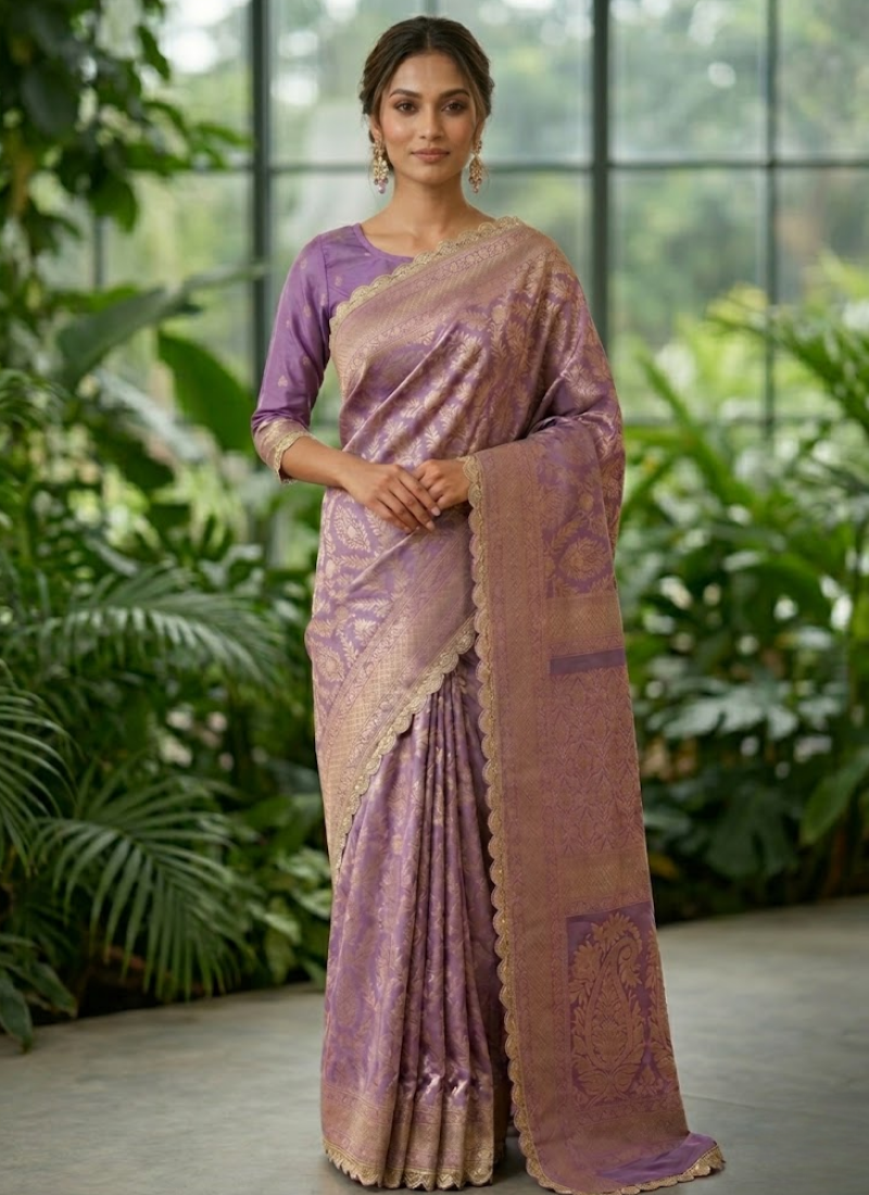 Katan Silk Saree with Stitched Blouse