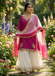 French Crepe Salwar Suit with Organza Dupatta 2