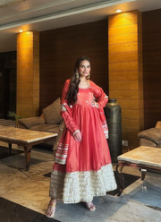 Anarkali Suit in Chinon Silk with Coding & Sequins Embroidery + Dupatta 4