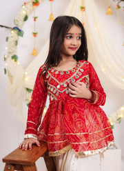 Children Girls Navratri Kora Cotton Lehenga Top Set 4