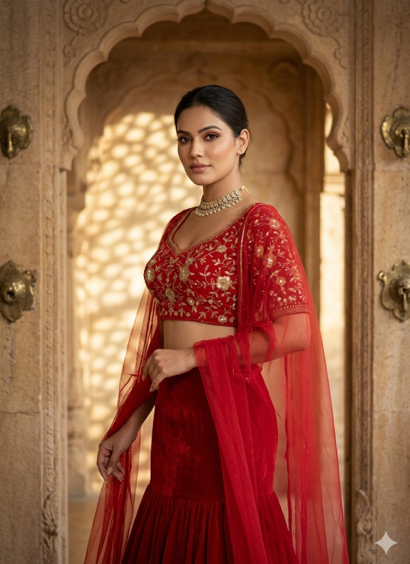 Faux Georgette Lehenga Saree with Sequin Work