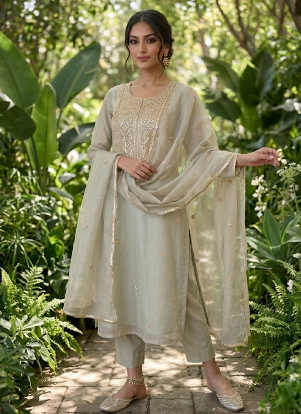 Organza Salwar Suit with Gotta Patti Work