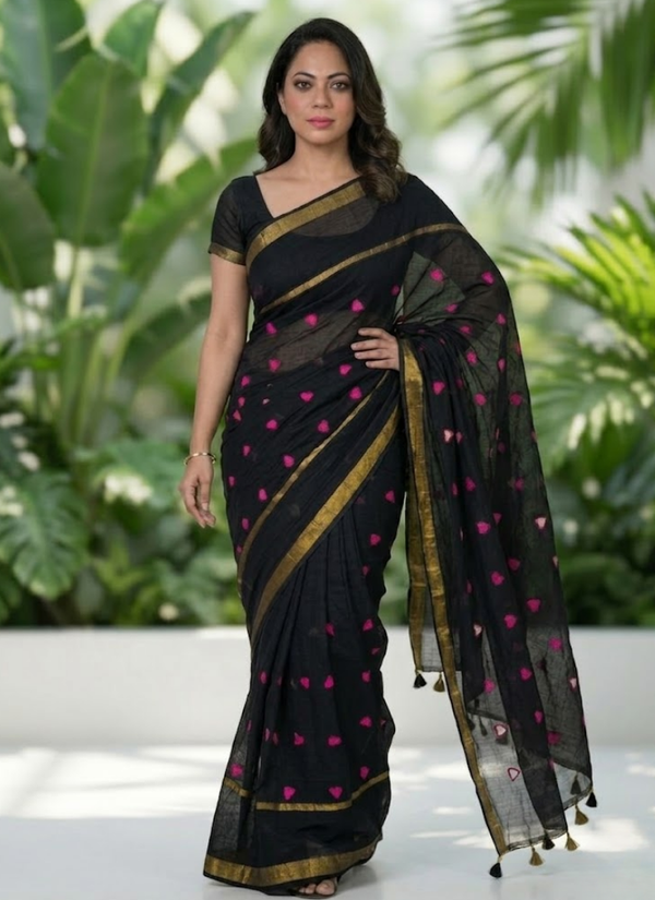 Love Buti Embroidery Mul Cotton Saree
