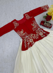 Pure Chinon Lehenga Choli with Embroidery & Sequins Work (Flair 5.5m, Size 44) 3