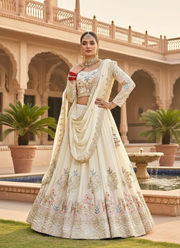 Pure Vichitra Embroidered Lehenga Choli Set 1