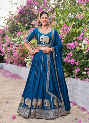 Vichitra Lehenga Choli with Sequin Embroidery 4