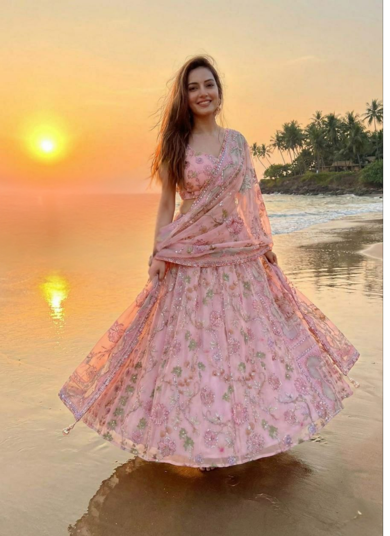 Taby Silk Lehenga Choli with Mirror & Sequin Work