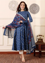 Rayon Print Anarkali Dress with Cotton Blend Dupatta 4