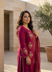Hot Magenta Silk Salwar Kameez with Zari & Sequence Work 3