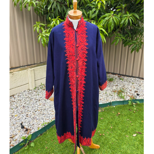 Navy Blue Kashmiri Long Coat for Women