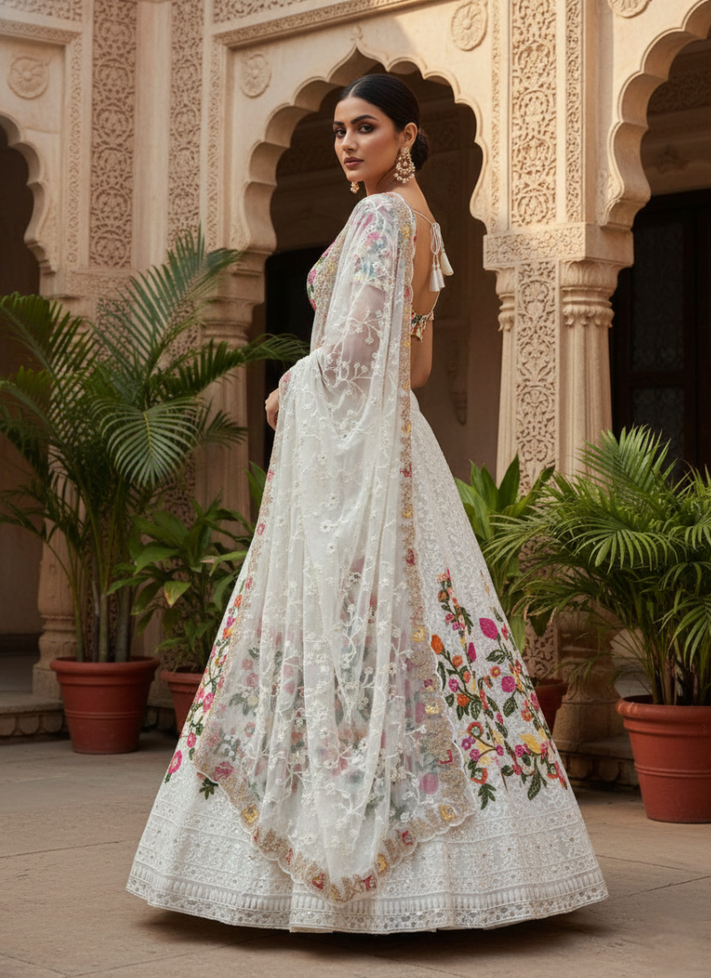 Faux Georgette Lehenga Choli with Sequin Dupatta