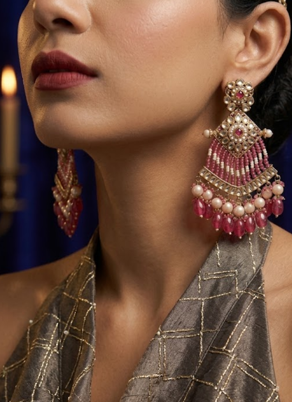 Gautami Kundan Earrings – Brass Base with Moti Work