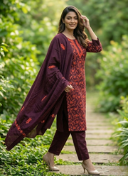 Brown Pashmina Suit – Thread Embroidery 4